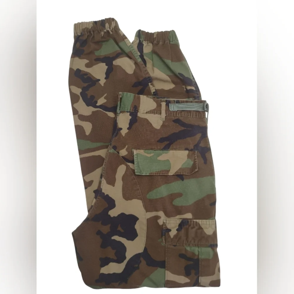 90's Military Woodland Camo Trousers Men's 31-35